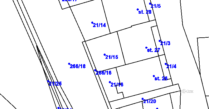 Parcela st. 21/15 v KÚ Zboněk, Katastrální mapa