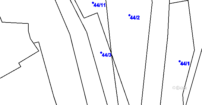 Parcela st. 44/3 v KÚ Zboněk, Katastrální mapa