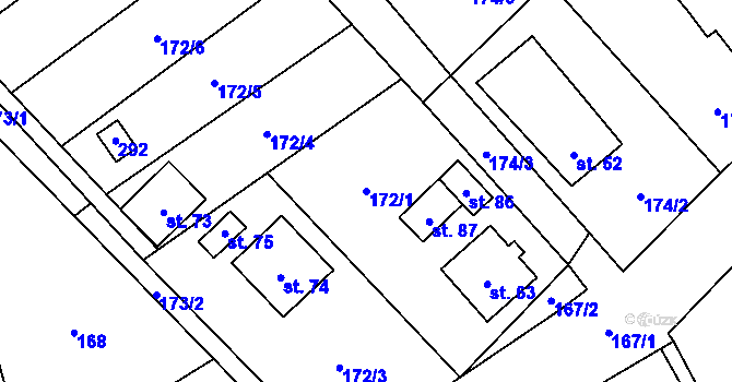 Parcela st. 172/1 v KÚ Zboněk, Katastrální mapa