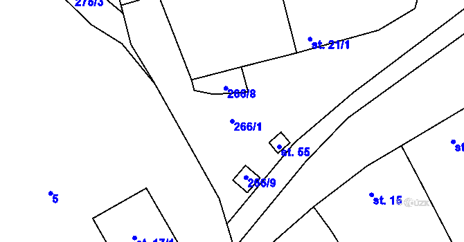 Parcela st. 266/1 v KÚ Zboněk, Katastrální mapa