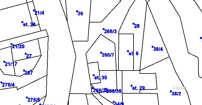 Parcela st. 266/7 v KÚ Zboněk, Katastrální mapa