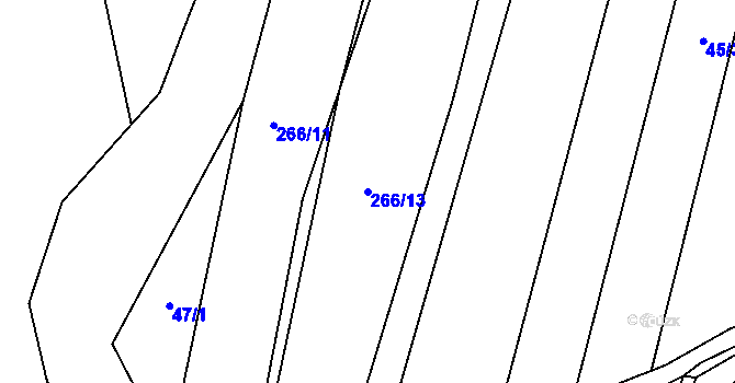 Parcela st. 266/13 v KÚ Zboněk, Katastrální mapa