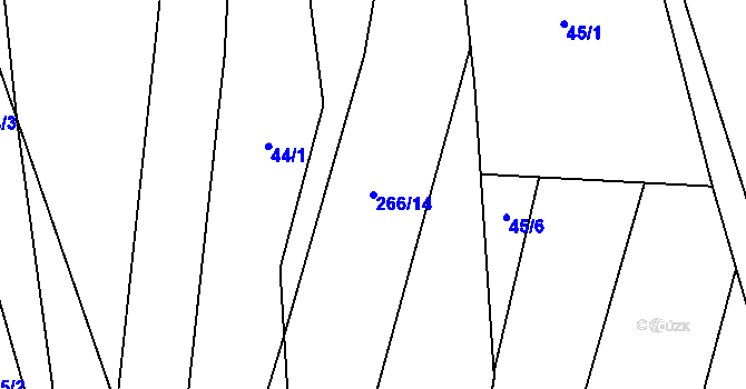 Parcela st. 266/14 v KÚ Zboněk, Katastrální mapa