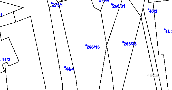 Parcela st. 266/15 v KÚ Zboněk, Katastrální mapa