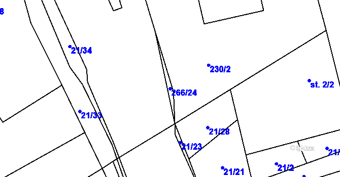 Parcela st. 266/24 v KÚ Zboněk, Katastrální mapa