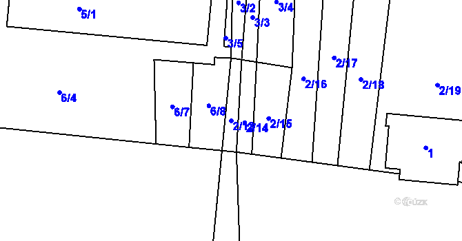Parcela st. 2/13 v KÚ Lety u Dobřichovic, Katastrální mapa