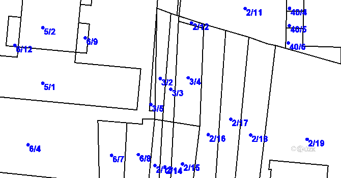 Parcela st. 3/3 v KÚ Lety u Dobřichovic, Katastrální mapa