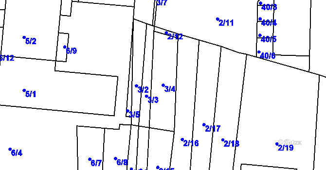 Parcela st. 3/4 v KÚ Lety u Dobřichovic, Katastrální mapa
