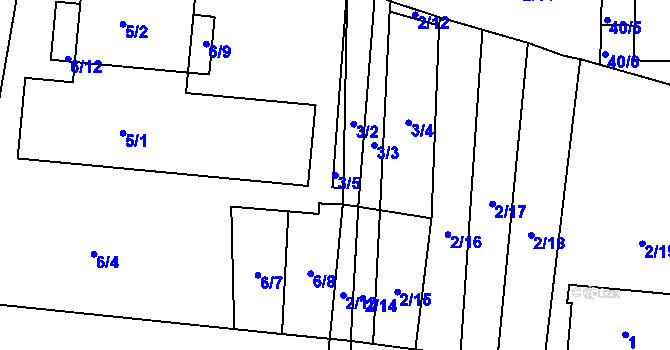 Parcela st. 3/5 v KÚ Lety u Dobřichovic, Katastrální mapa