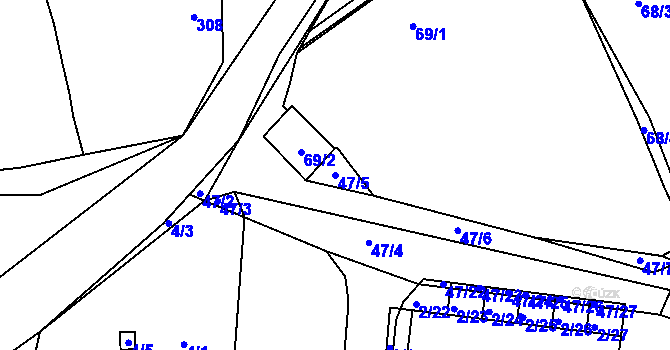 Parcela st. 47/5 v KÚ Lety u Dobřichovic, Katastrální mapa