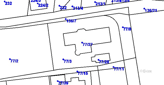 Parcela st. 77/27 v KÚ Lety u Dobřichovic, Katastrální mapa