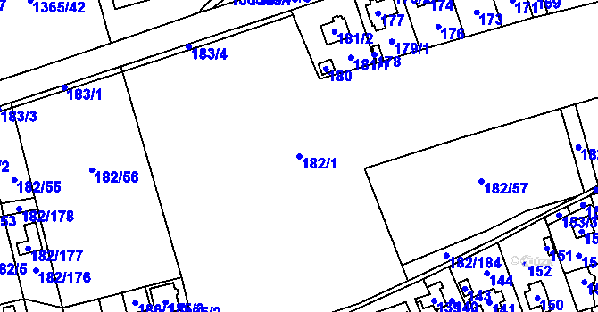 Parcela st. 182/1 v KÚ Lety u Dobřichovic, Katastrální mapa
