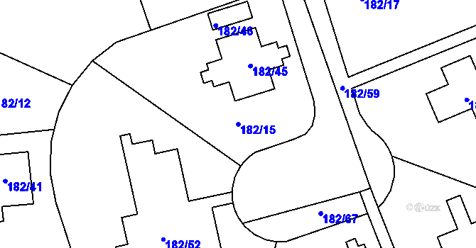 Parcela st. 182/15 v KÚ Lety u Dobřichovic, Katastrální mapa
