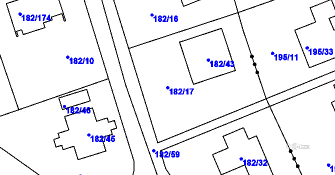 Parcela st. 182/17 v KÚ Lety u Dobřichovic, Katastrální mapa