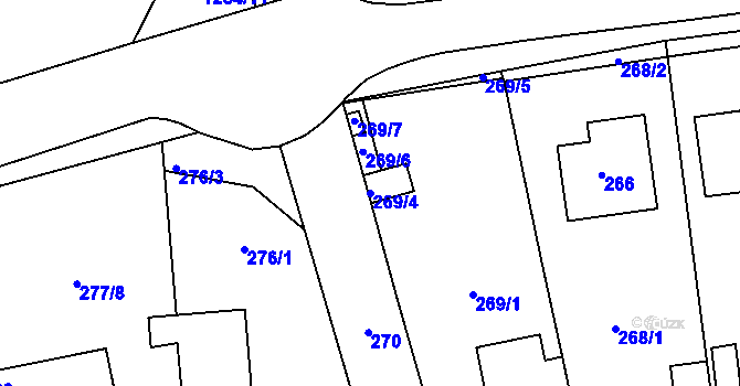Parcela st. 269/4 v KÚ Lety u Dobřichovic, Katastrální mapa