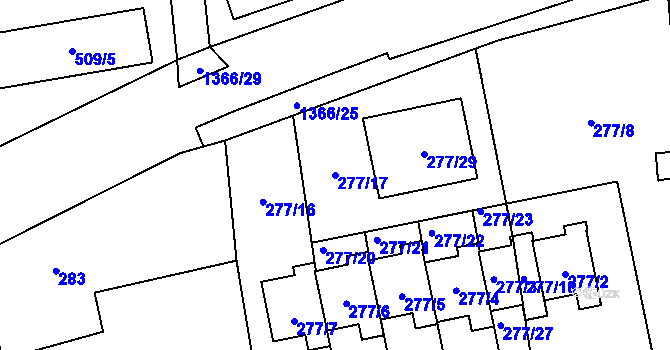 Parcela st. 277/17 v KÚ Lety u Dobřichovic, Katastrální mapa
