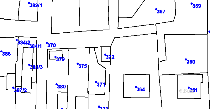 Parcela st. 372 v KÚ Lety u Dobřichovic, Katastrální mapa