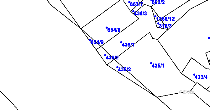 Parcela st. 436/2 v KÚ Lety u Dobřichovic, Katastrální mapa