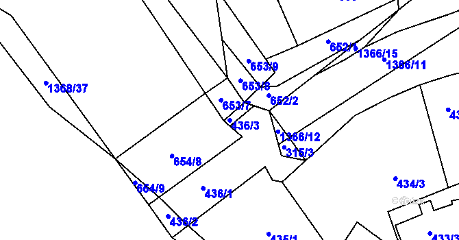 Parcela st. 436/3 v KÚ Lety u Dobřichovic, Katastrální mapa