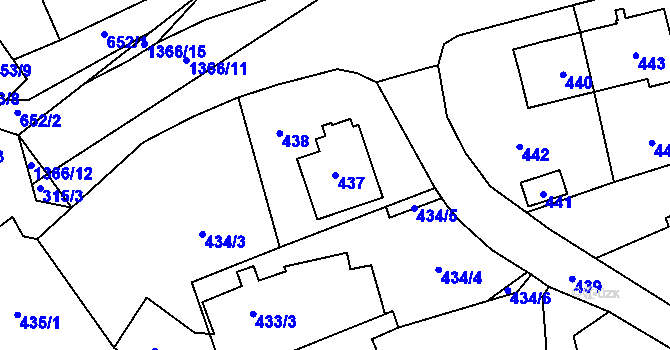 Parcela st. 437 v KÚ Lety u Dobřichovic, Katastrální mapa