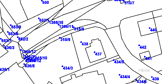 Parcela st. 438 v KÚ Lety u Dobřichovic, Katastrální mapa