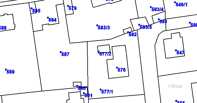 Parcela st. 577/2 v KÚ Lety u Dobřichovic, Katastrální mapa