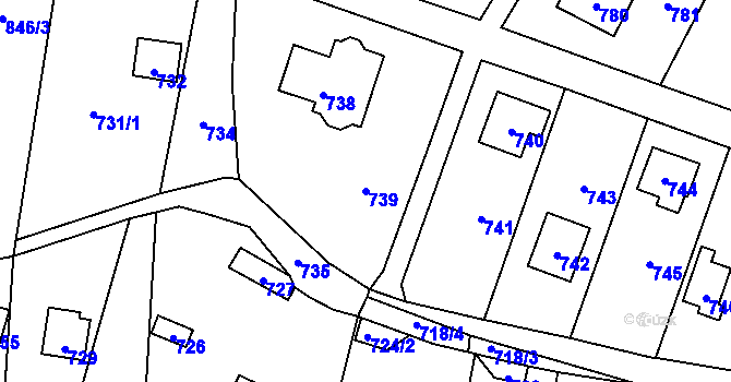 Parcela st. 739 v KÚ Lety u Dobřichovic, Katastrální mapa