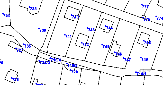 Parcela st. 742 v KÚ Lety u Dobřichovic, Katastrální mapa