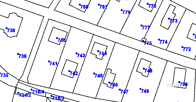 Parcela st. 744 v KÚ Lety u Dobřichovic, Katastrální mapa