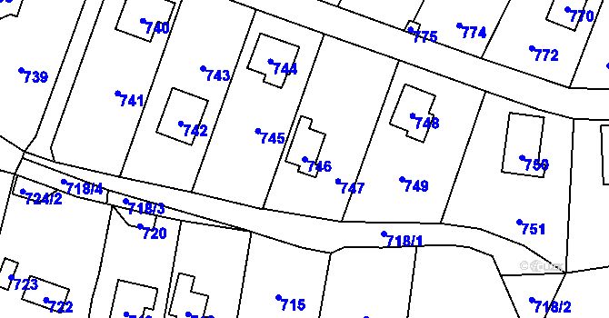 Parcela st. 746 v KÚ Lety u Dobřichovic, Katastrální mapa