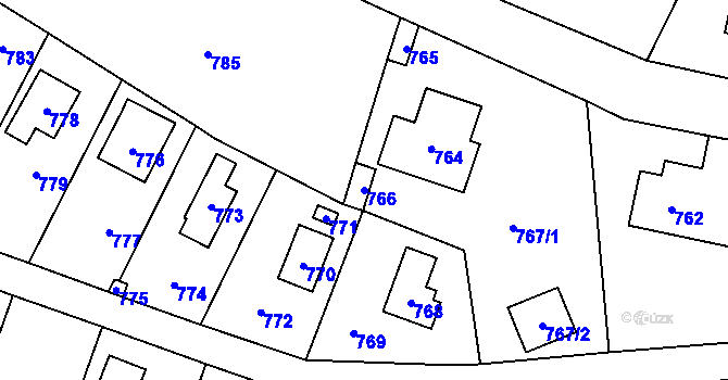 Parcela st. 766 v KÚ Lety u Dobřichovic, Katastrální mapa