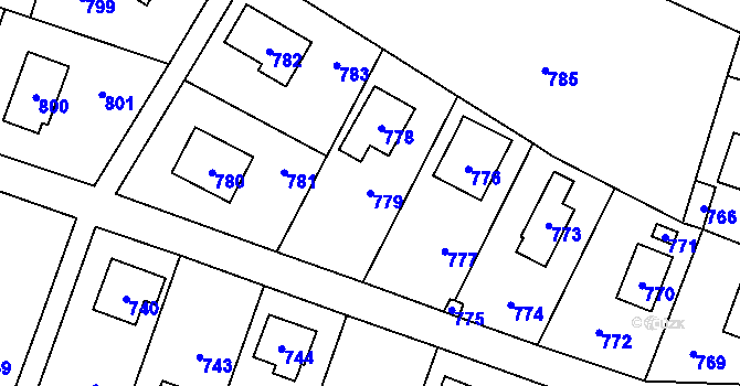 Parcela st. 779 v KÚ Lety u Dobřichovic, Katastrální mapa