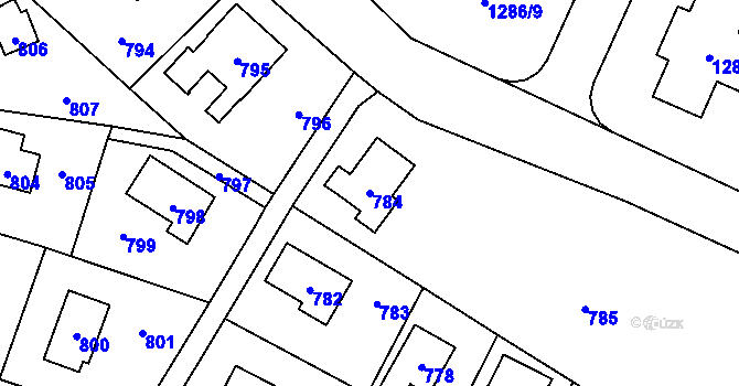 Parcela st. 784 v KÚ Lety u Dobřichovic, Katastrální mapa