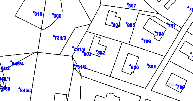 Parcela st. 802 v KÚ Lety u Dobřichovic, Katastrální mapa