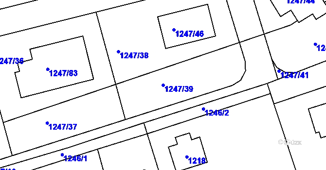 Parcela st. 1247/39 v KÚ Lety u Dobřichovic, Katastrální mapa