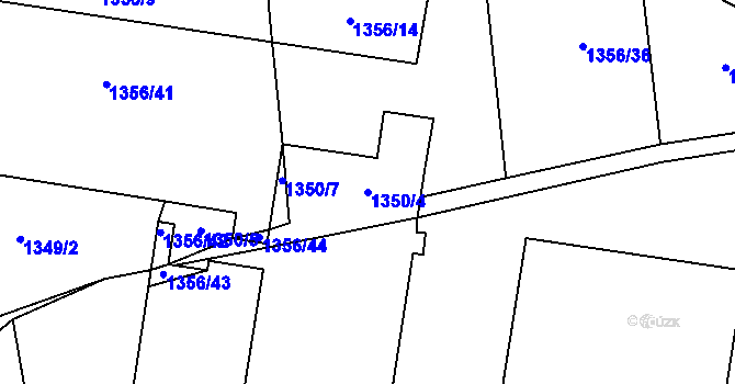 Parcela st. 1350/4 v KÚ Lety u Dobřichovic, Katastrální mapa