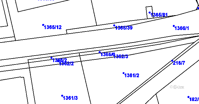 Parcela st. 1366/3 v KÚ Lety u Dobřichovic, Katastrální mapa