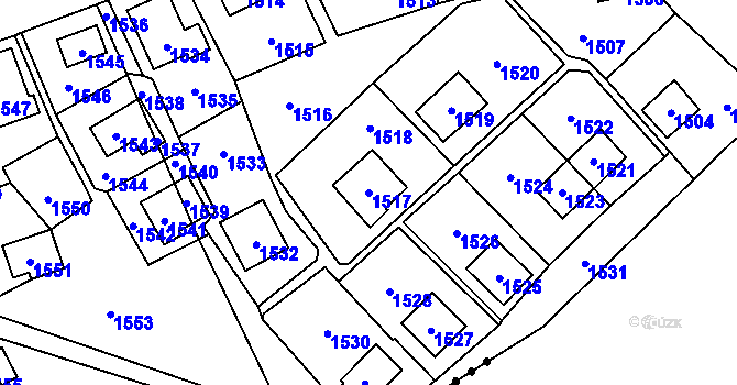 Parcela st. 1517 v KÚ Lety u Dobřichovic, Katastrální mapa