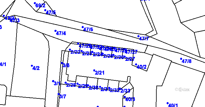 Parcela st. 2/25 v KÚ Lety u Dobřichovic, Katastrální mapa