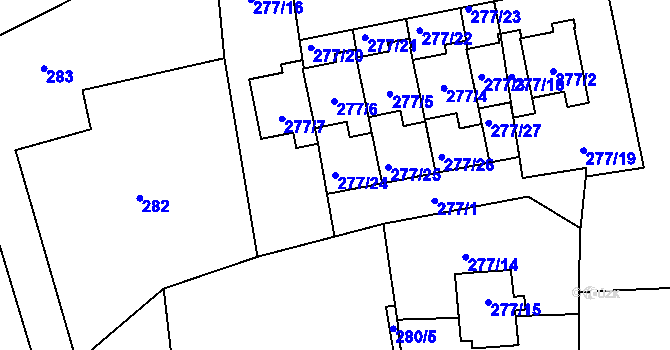 Parcela st. 277/24 v KÚ Lety u Dobřichovic, Katastrální mapa