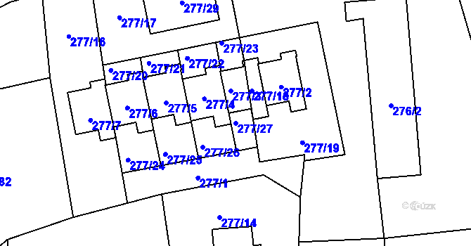 Parcela st. 277/27 v KÚ Lety u Dobřichovic, Katastrální mapa