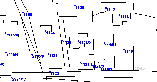 Parcela st. 1121/2 v KÚ Lety u Dobřichovic, Katastrální mapa