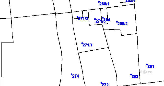 Parcela st. 271/1 v KÚ Lety u Dobřichovic, Katastrální mapa