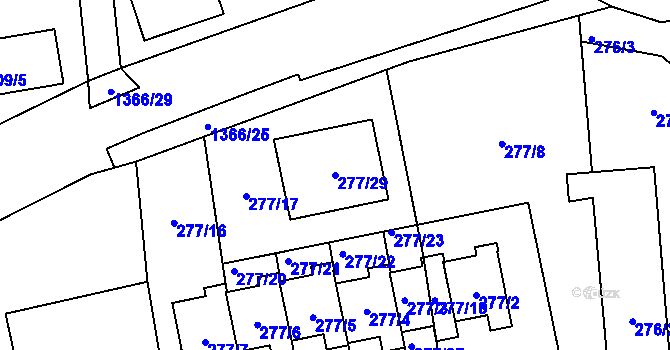Parcela st. 277/29 v KÚ Lety u Dobřichovic, Katastrální mapa