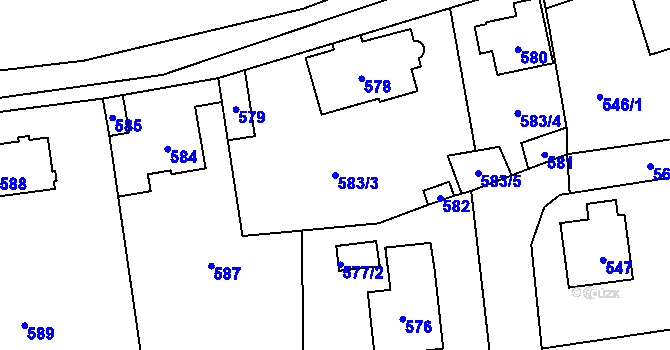 Parcela st. 583/3 v KÚ Lety u Dobřichovic, Katastrální mapa