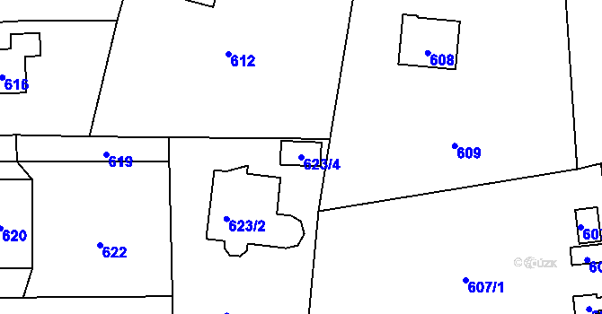 Parcela st. 623/4 v KÚ Lety u Dobřichovic, Katastrální mapa