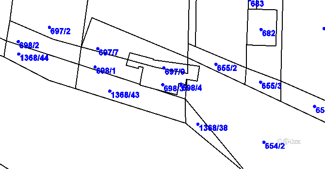 Parcela st. 698/3 v KÚ Lety u Dobřichovic, Katastrální mapa