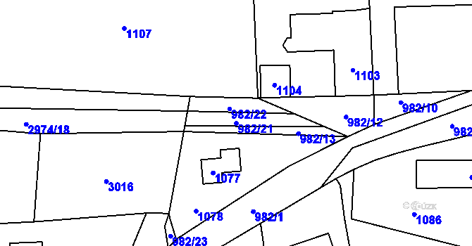 Parcela st. 982/21 v KÚ Lety u Dobřichovic, Katastrální mapa
