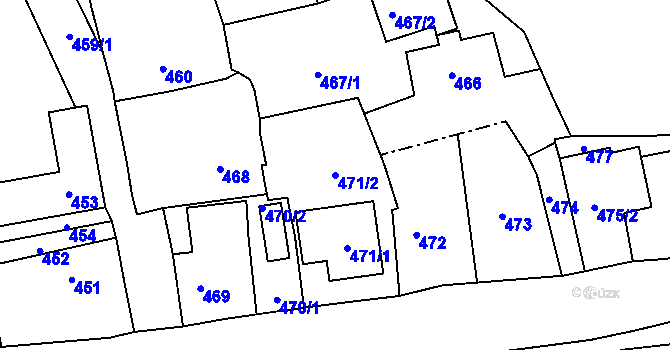 Parcela st. 471/2 v KÚ Lety u Dobřichovic, Katastrální mapa