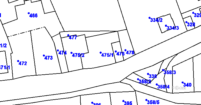 Parcela st. 475/1 v KÚ Lety u Dobřichovic, Katastrální mapa